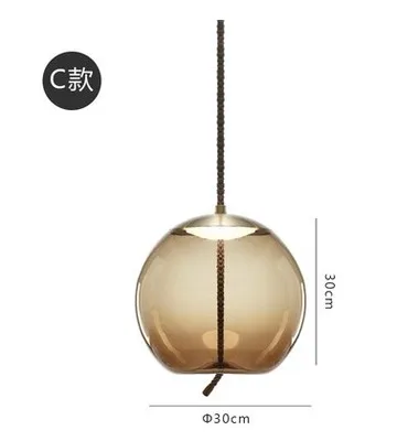 Nordic Modern Simple Glass Chandelier Bar Restaurant Post-bar Modern Creative Individual Single Head Chandelier - Цвет корпуса: C