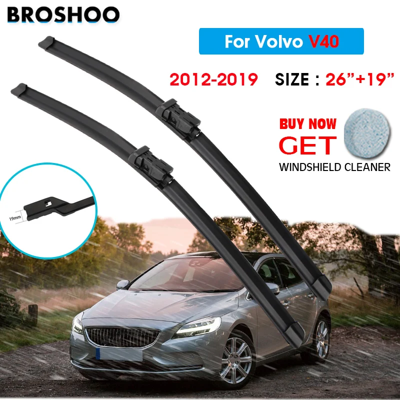 

Car Wiper Blade For Volvo V40 26"+19" 2012-2019 Auto Windscreen Windshield Wipers Blades Window Wash Fit Push Button Arm