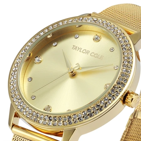 Golden TC072 Taylor Cole, золотые наручные часы для женщин, модный бренд, повседневные кварцевые часы с кристаллами, Relogio Feminino, распродажа - Цвет: Golden TC072