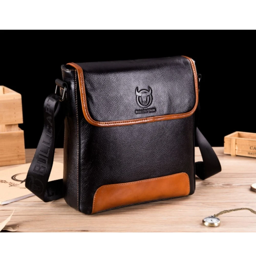 

Men's Black Shoulder Bag Male Genuine Leather Bag Vintage Style Casual Messenger Bags Crossbody Bag for Men