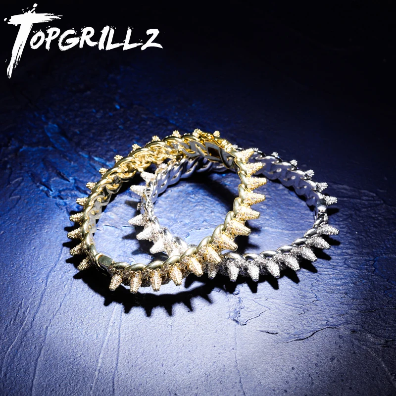 TOPGRILLZ новые заклепки шипы браслеты роскошные ледяные украшения из кубического