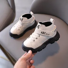 Baskets montantes en PU pour nouveau né garçon et fille, chaussures de printemps et d'automne pour bébé, décontractées et souples