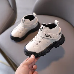 Toddler Shoes Boy Girl Soft Bottom Baby Casual Shoes Spring Autumn Children Artificial PU High-Top Sneakers Newborn Kids Shoes