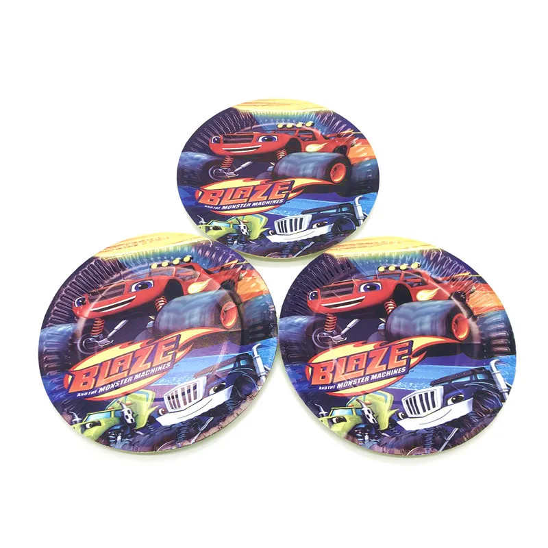 40pcs Blaze And The Monster Machines Theme Birthday Party Decorations Supplies Plate Cup Cars Baby Shower Disposable Tableware