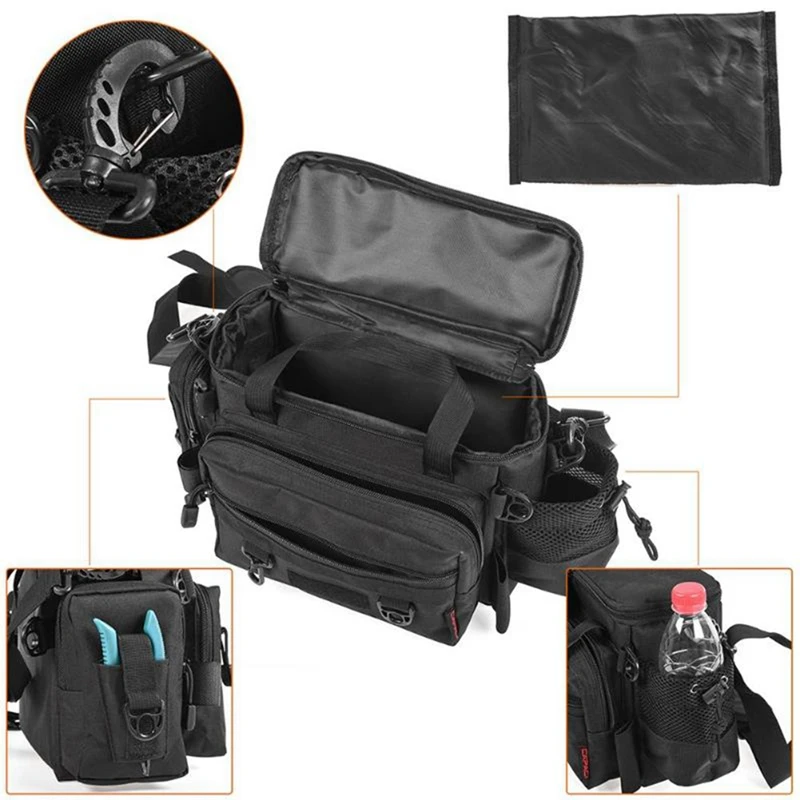 Multifunctional Waterproof Lure Fishing Tackle Fishing Bag Outdoor Waist Shoulder Bag Case Reel Lure Storage Bag 40CmX15CmX22Cm