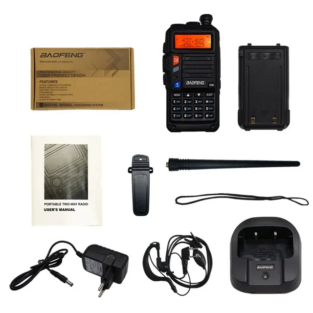 Black With Box Мощный BaoFeng UV-5R Pro Walkie Talkie CB радио трансивер 8 Вт 10 км большой дальности портативный радио для охоты лес город обновление 5R - Цвет: Black With Box