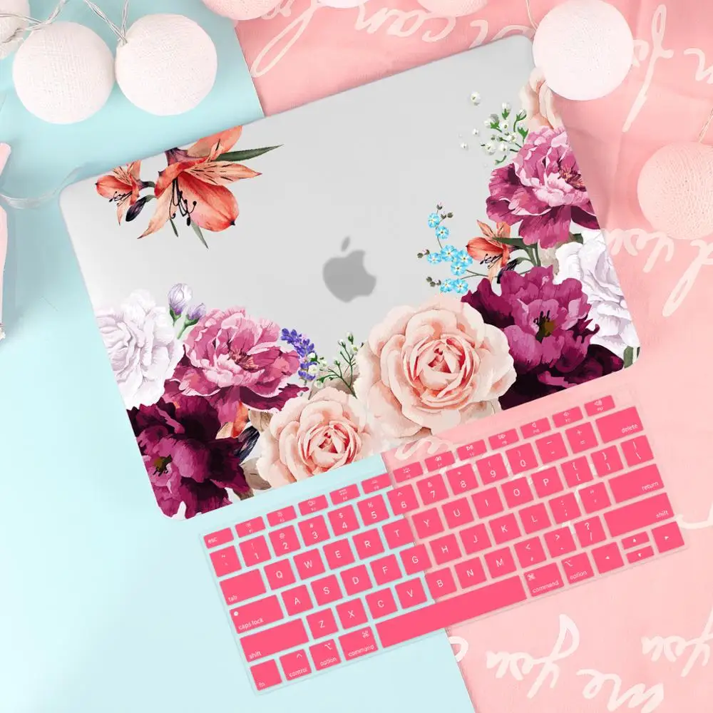X070 Прекрасный дизайн пластиковый жесткий чехол+ крышка клавиатуры для MacBook Air 13 11 Pro 13 15 Touch Bar A2159 A1932 12 13" - Цвет: X070