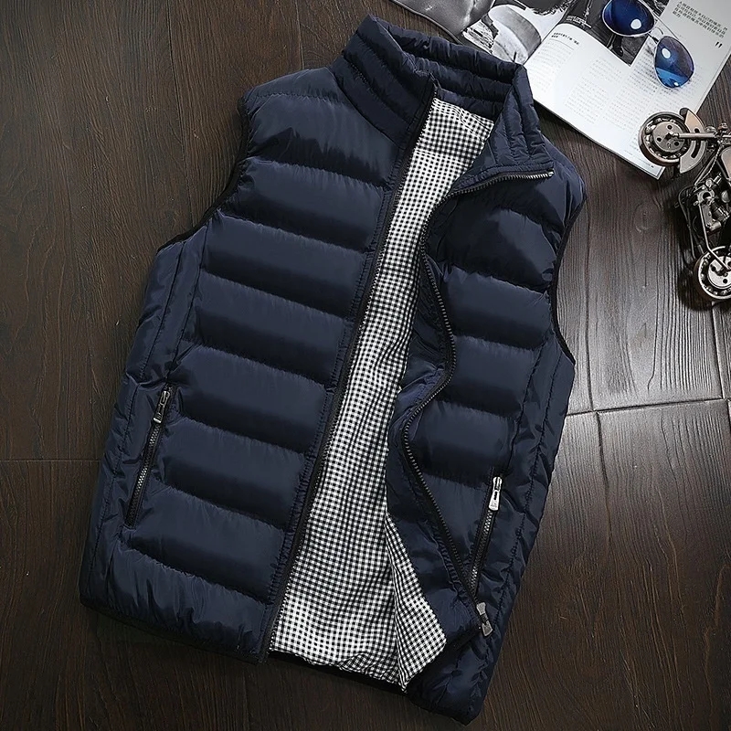 

ZOGAA Winter Men's Parkas Vest Warm Cotton Padded Sleeveless Parkas Jacket Male Solid Slim Zipper Stand Collar Casual Coat Vest