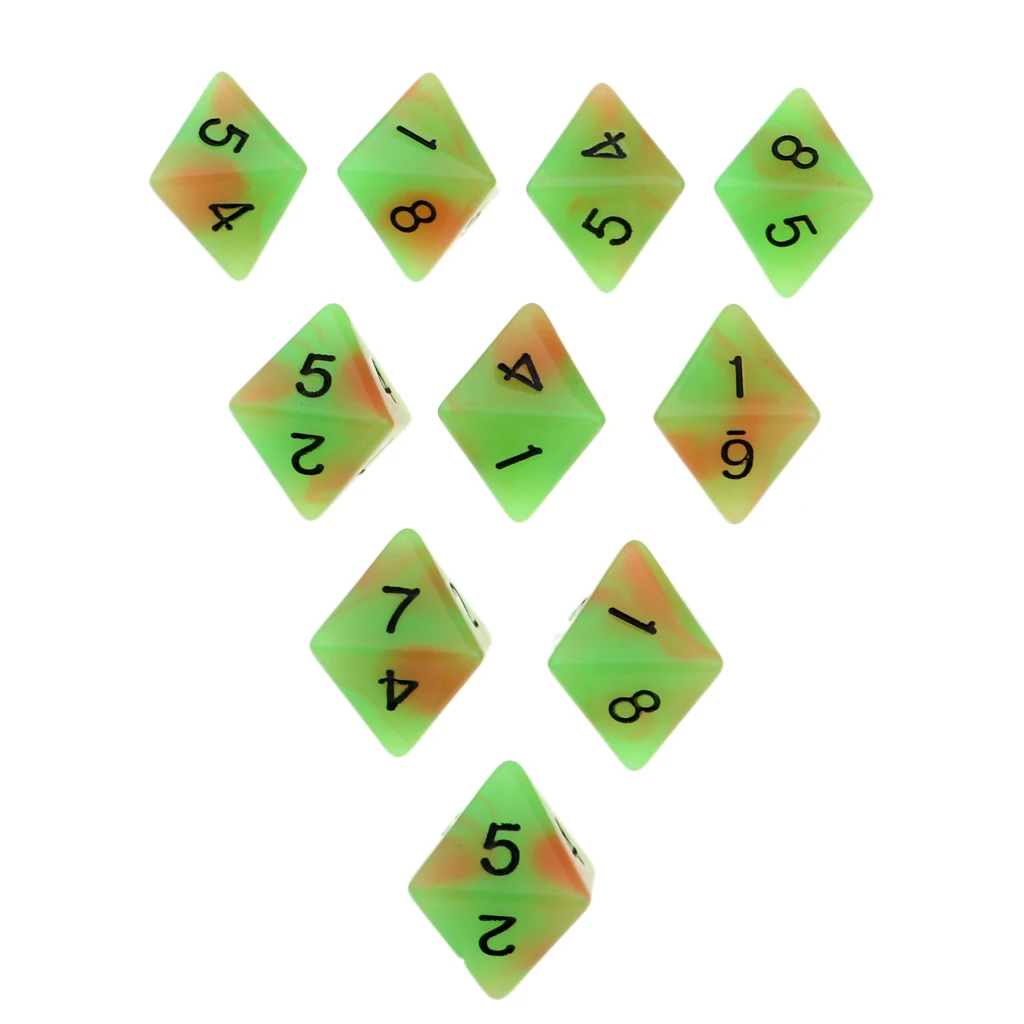 10pcs 8 Sided Dice Set D8 Dices Bright Colors 18 mm for Games Casino Gifts Teaching