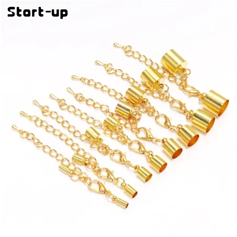 

10pcs Lobster Clasps Hooks Necklace Bracelet Extending Chain Crimps End Tip Caps Connectors For Jewelry Making Gold Plated