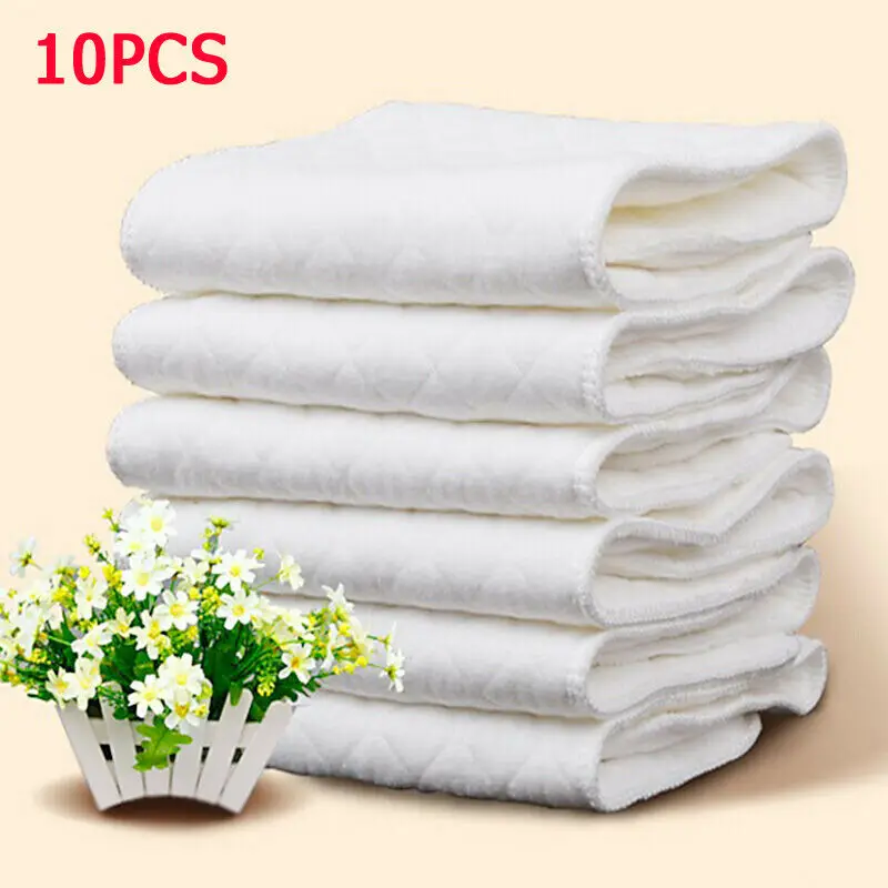 

Water Absorption 10 Pcs Reusable Pure Cotton Baby Cloth Diaper Nappy Fraldas Liners 3 Layers Cotton Washable Baby care insert