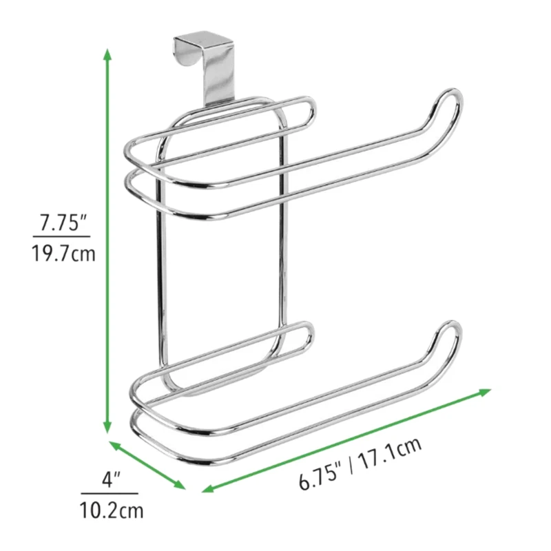 

Metal Compact Hanging over the Tank Toilet Tissue Paper Roll Holder and Dispenser for Bathroom Storage - Holds 1 Extra Roll- Sil