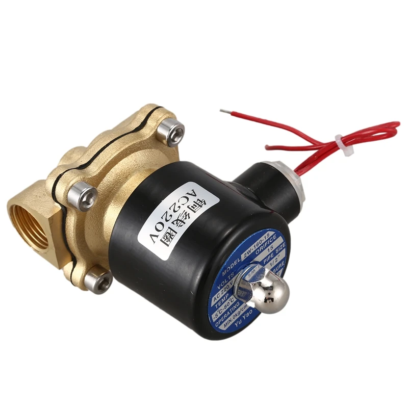 DN15 1/2 дюйма AC220V латунный Электрический электромагнитный клапан с двусторонним двухпозиционным для воды/нефти/газа