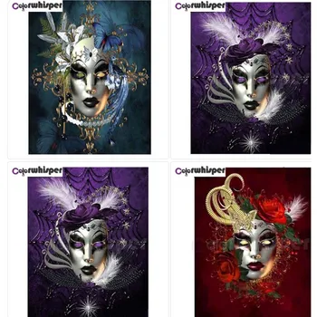 

Diamond Painting 5D Full Square/Round Drill Masquerade Venetian Mask Beauty Daimond Embroidery Painting Cross Stitch Mosaic Z438