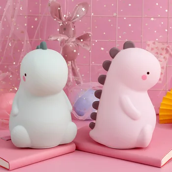 

Silicone Dinosaur Night LED Light Cute Color Changing with Touch Sensor Portable Rechargeable Lamp for Baby Kids HYD88