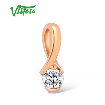 

VISTOSO Gold Pendants For Women Genuine 14K 585 Rose Gold Sparkling Diamond Engagement Wedding Pendant Fine Jewelry