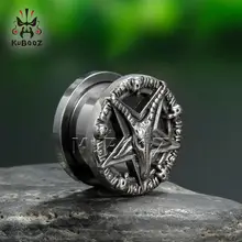 Hot pentagon logo tunnels piercing ear plugs body jewelry expanders sell by pair fashion unsex gift 8mm to 25mm