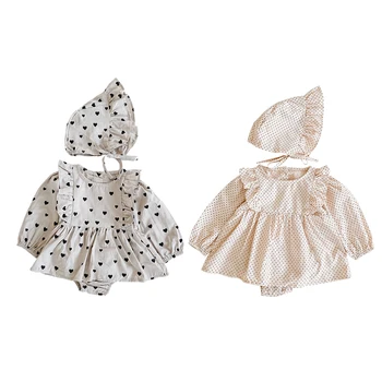 

Autumn New Female Baby Love Ha Skirt Long-sleeved Hakama Baby Pure Cotton Jumpsuit Romper Gift Hat