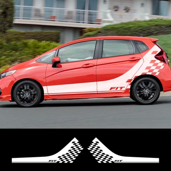 

2PCS Car Styling Door Side Lattice Graphical Sport Stickers For Auto Body Decoration Vinyl PVC Decals Car Accessories