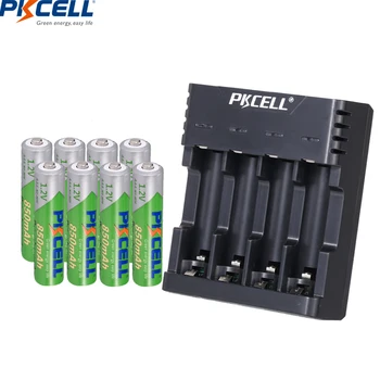 

PKCELL 8PC AAA 850mah nimh Battery 1.2v aaa rechargeable batteries and Battery Charger for NIMH/NICD 1-4PC AA AAA Batteries USB
