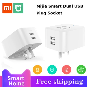 

New Xiaomi Mijia Smart Socket Bluetooth Gateway Edition Dual USB Smart WIFI Socket Power Adapter Mijia Smart Home Device