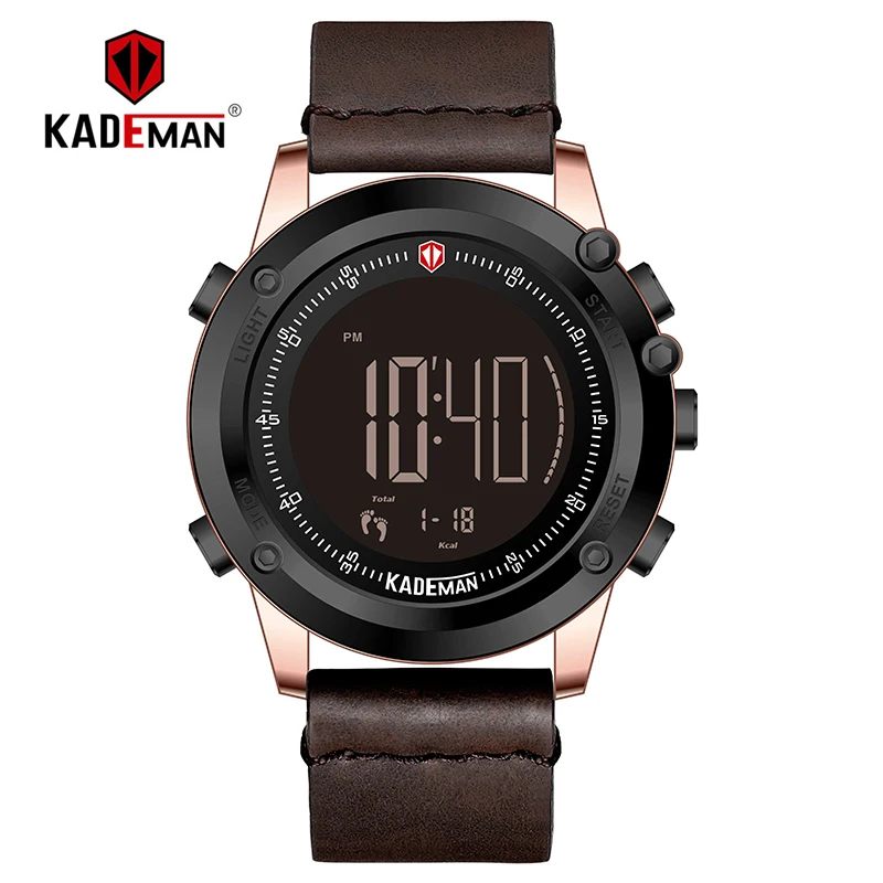 KADEMAN мужские часы цифровые военные спортивные часы лучший бренд класса люкс кожа водонепроницаемые Модные мужские наручные часы relogio - Цвет: K698-RGB-W-BN