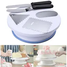 Вращающаяся подставка для торта, скамейка для обледенения, скребок, подъемная доска для выпечки