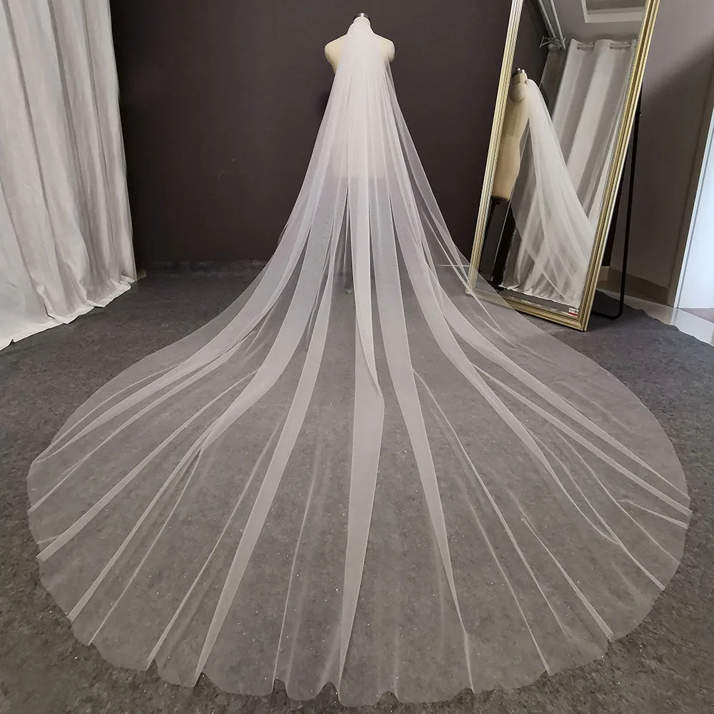 Soft Tulle Long Wedding Veil with Comb High Quality Plain Very Soft White Ivory Cathedral Bridal Veil Wedding Accessories
