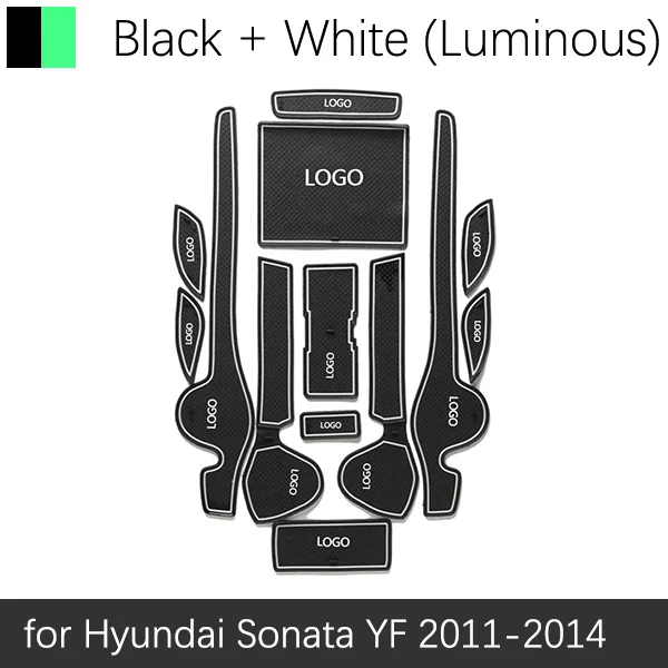 Противоскользящие резиновые ворота слот чашки коврик для hyundai Sonata YF i45 2011 2012 2013 двери паз Коврик Coaster аксессуары наклейка на автомобиль - Название цвета: White Luminous