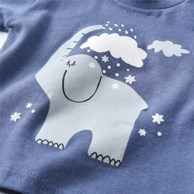 SAILEROAD/футболка для маленьких мальчиков с героями мультфильмов Пижама «Слоник» для девочек с милым принтом с животными; пижамный комплект для детей, одежда для сна детская Пижама для младенцев