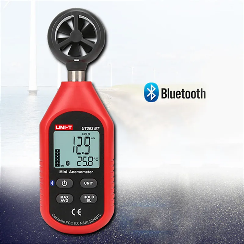 Мини измеритель скорости ветра UNI T UT363BT цифровой анемометр с Bluetooth и карманным