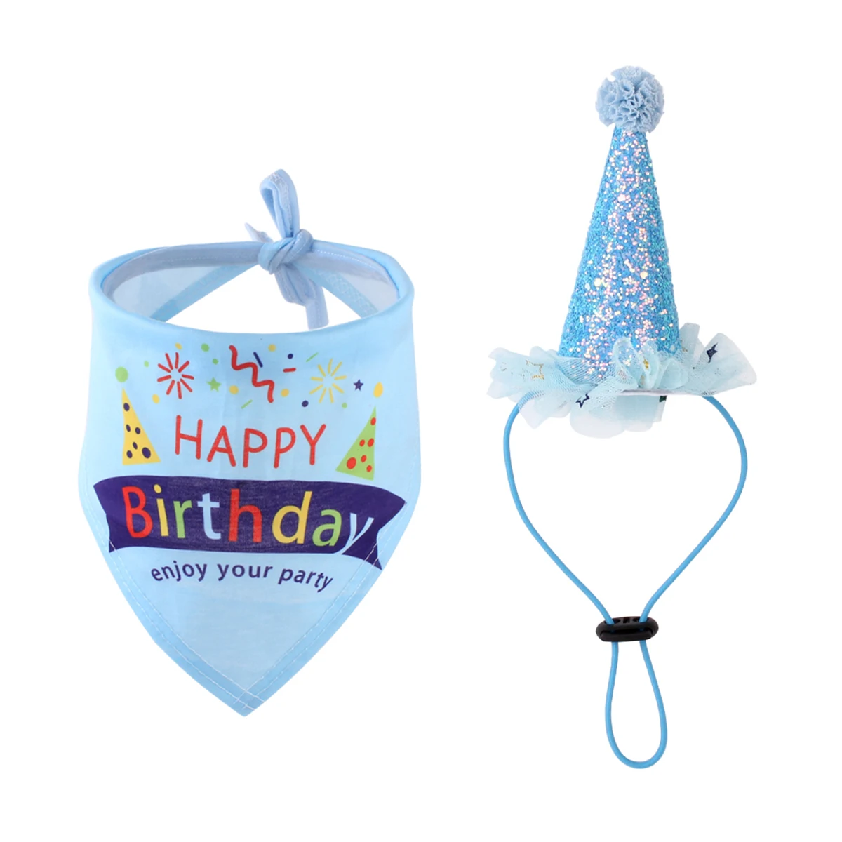 Pet Dog Birthday Hat & Bandana Scarf Set for Puppy Party Supplies |