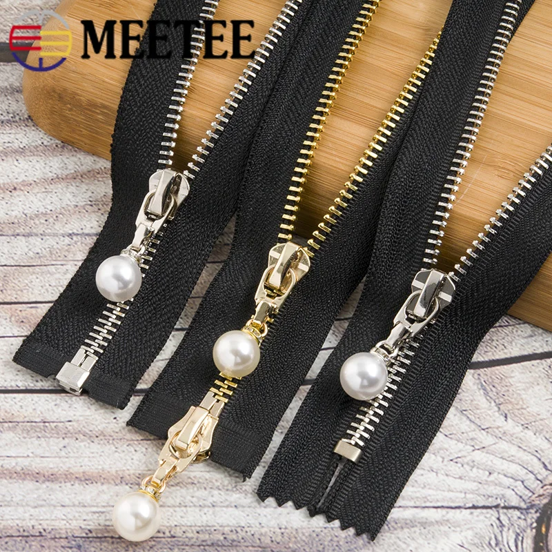 Meetee 20/80/120 см 5 # разъемная застежка-молния металлическая молния с жемчугом и