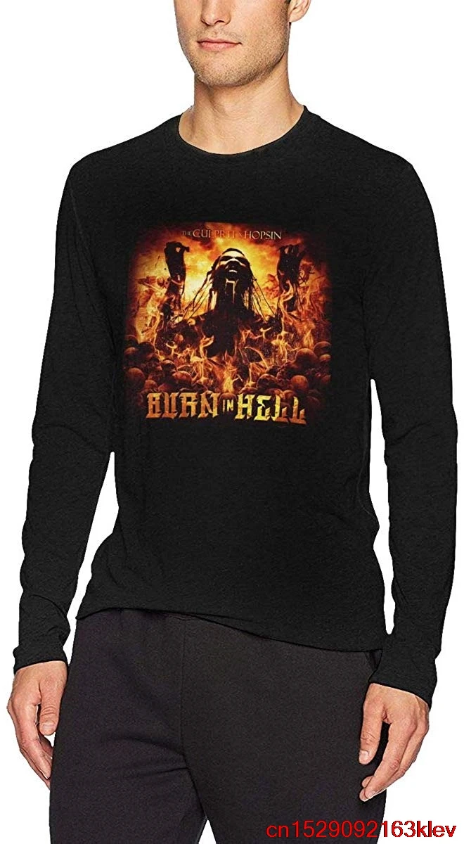 FGHFG Hopsin футболка с длинными рукавами и круглым воротником Черная мужская женская