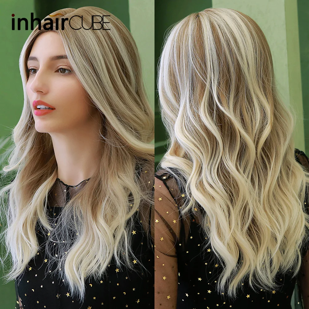 Inhaircube синтетические парики Смешанные цвета блонд/коричневый корень