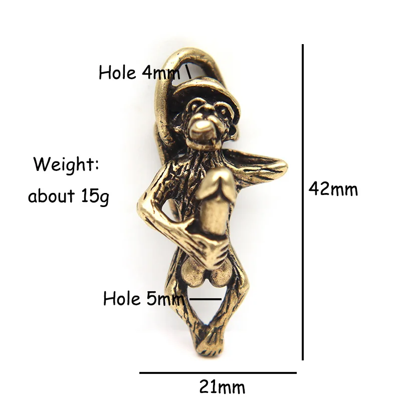 Paracord Bracelet Paracord Bracelet Accessories Paracord Accessories Paracord Lanyard Pendants Retro Brass Naughty Monkey Tongue Out Knife Beads Playing Genitalia Penis Funny Paracord Bracelet DIY Accessory Lanyard Pendants