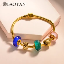 BAOYAN животное, амулет, браслет Femme модная цепочка-змейка DIY браслет с бусинами из кристаллов позолоченный браслет из нержавеющей стали для женщин