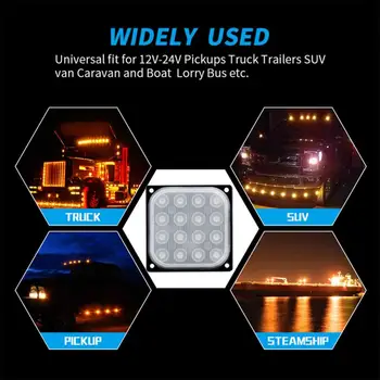 

NEW Car Pickup Truck 16LEDs Emergency Warning Beacon Hazard Flash Strobe Light Off-road Light 16W Yellow / White / Red / Blue