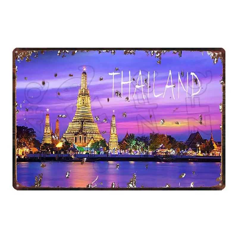 Plaque En Métal Humoristique Thaïlande Pour Porte D'entrée Personnalisée Explorateur Du Monde - Décoration Murale En Métal Pour Arrière-cour Ou