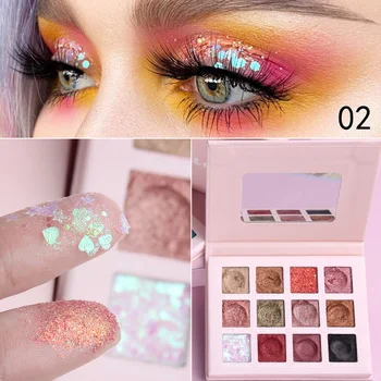 

Cmaadu 12 colors eyeshadow cream with glitter flakes earth nude green purple pigment long lasting waterproof wet eyeshadow HF163