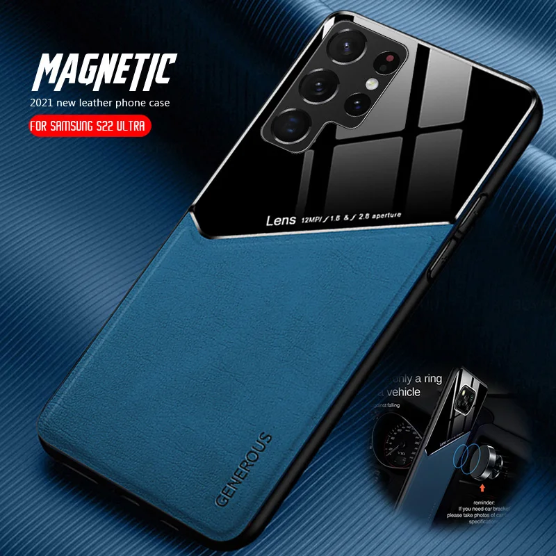 For Samsung S 22 Ultra Case Leather Texture Car Phone Cover