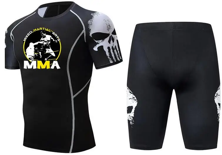 ММА мужские футболки UFC Тема Мода Фитнес Бодибилдинг компрессионные наборы рубашка мужская ММА Каратель футболка Кроссфит мускул рубашка - Цвет: 3