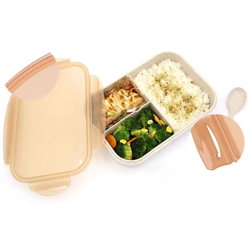 Пшеничная соломенная коробка для обеда с ложкой Bento box креативный квадратный чехол для конфет посуда