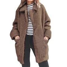 Sfit элегантное пальто из искусственного меха Женская Толстая теплая мягкая флисовая куртка Верхняя одежда на молнии с карманом пальто плюшевое пальто с мишкой осень-зима