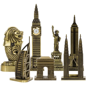 

Wholesale Famous Building Miniature Model Iron Modern Crafts Home Decoration Figurines TV Cabinet Bookcase Decor Ornaments Gifts