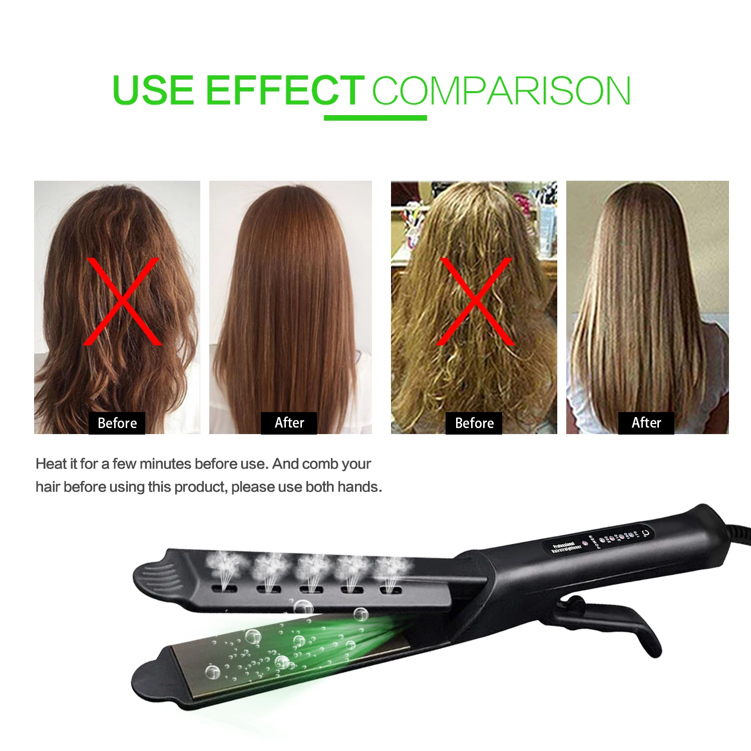 Steampod Hair Straightener Ceramic Flat Iron Fluffy Hair Curler Iron Four Gear Corn Splint Curling Hair Styling Tools For Women 2