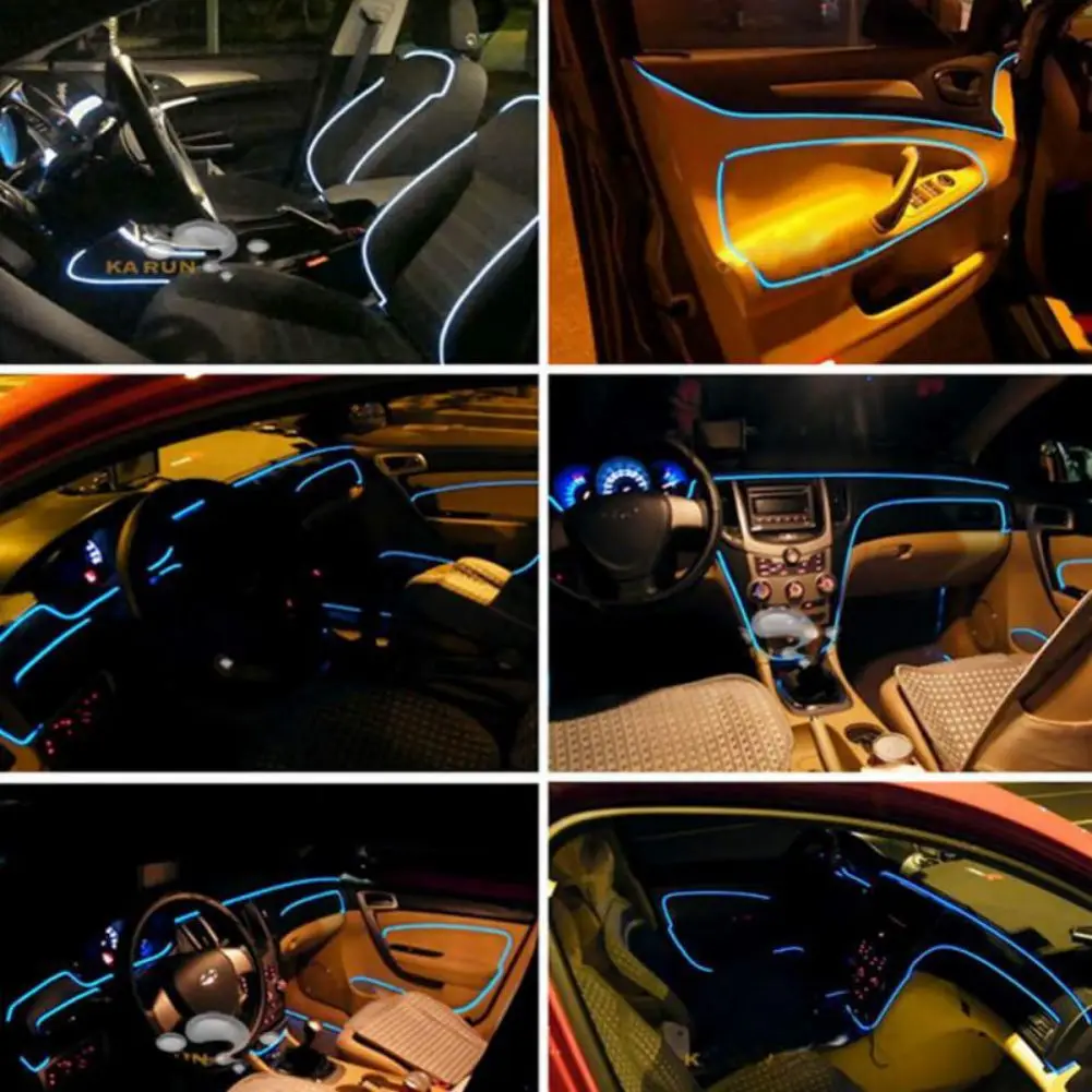 Автомобильный интерьерный светильник ing, Светодиодная лента, декоративный неоновый светильник, встроенный холодный провод, гибкий провод, окружающий светильник, автомобильный светильник с сигаретным приводом