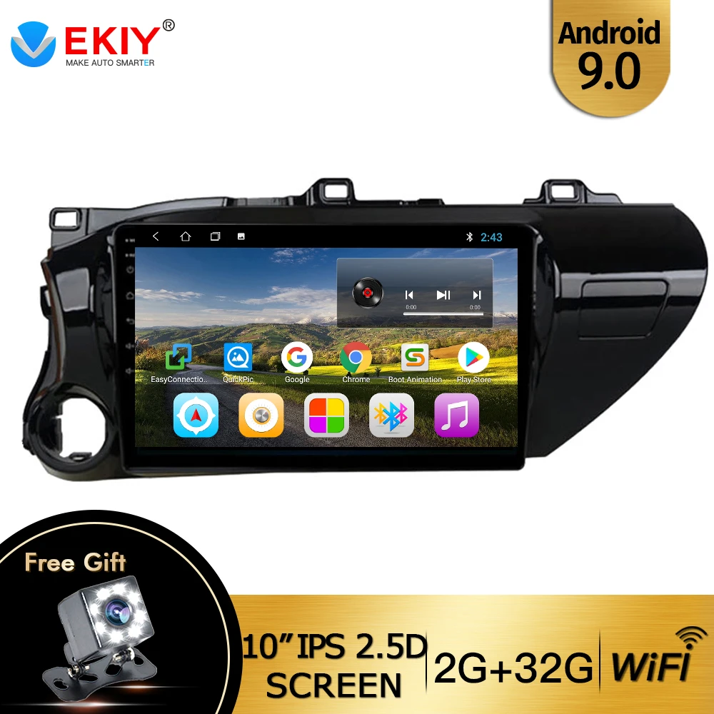 EKIY 10 1 &quotAndroid 9 0 автомобильное радио для Toyota Hilux 2017 DVD авто мультимедийный плеер IPS