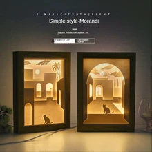 Diy 3D Night Light Dimensional Light and Shadow Paper Carving Lamp USB Chinese Style Table Lamp Home Decorative Children Gift