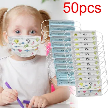 

50PCS Boy Girl Printed Reusable Face Mask Face Shield Breathable Washable Mouth Mask Cloth Face Shield Windproof mascarillas